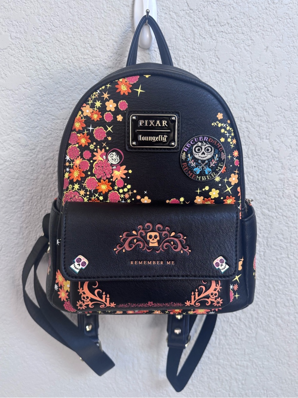 Pixar x Loungefly COCO Black Floral Mini Backpack